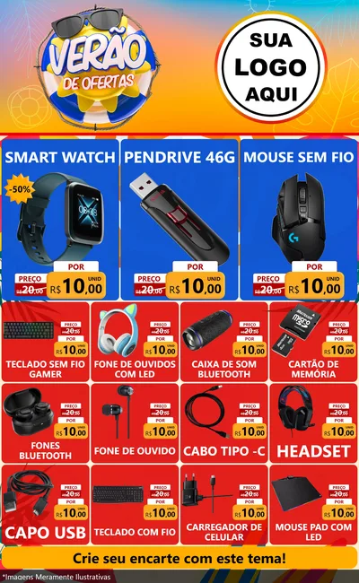 Modelo de Encarte para Encarte Grande com o tema Verão de Ofertas para Informática
