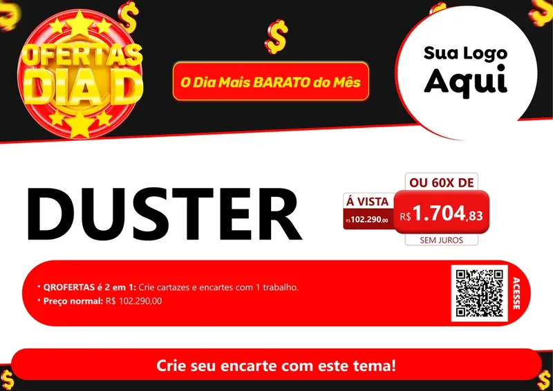 Modelo de Cartaz para Cartaz A4 Horizontal com o tema Dia D para Concessionaria de Carros