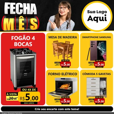 Modelo de Rede Social para Feed Facebook com o tema Fecha Mês para Móveis e Eletro
