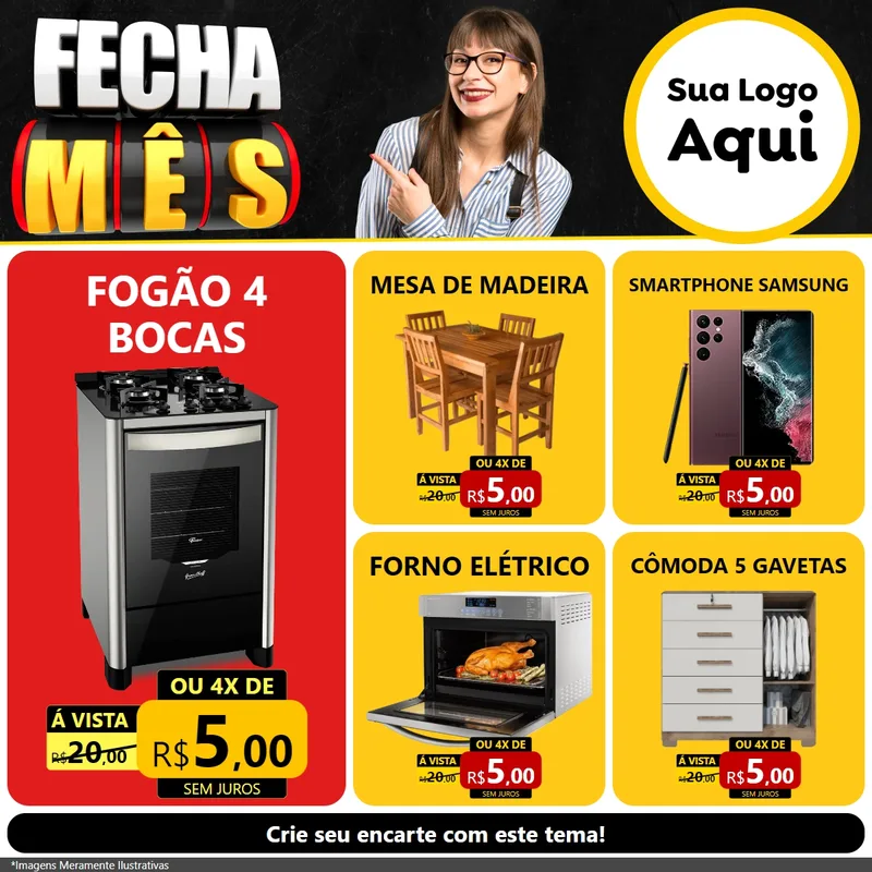 Modelo de Rede Social para Feed Facebook com o tema Fecha Mês para Móveis e Eletro