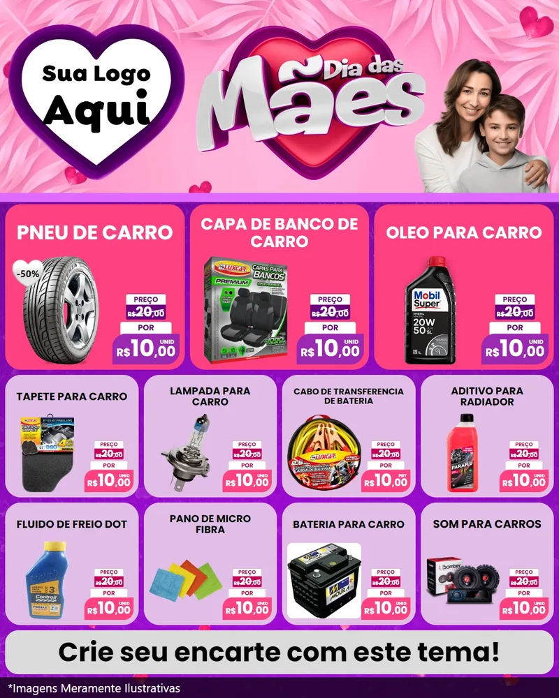 Modelo de Rede Social para Feed Instagram com o tema Dia das Mães para Auto peças