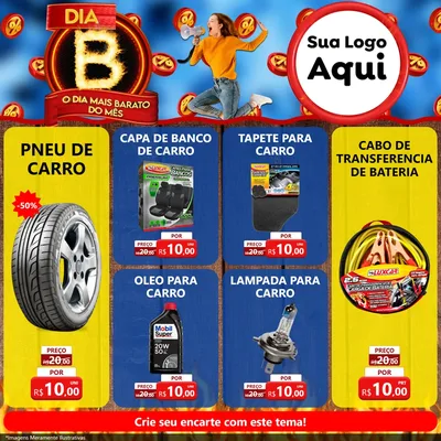 Modelo de Rede Social para Feed Facebook com o tema Dia B - O Dia Mais Barato Do Mês para Auto peças