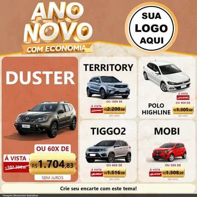 Modelo de Rede Social para Feed Facebook com o tema Ano Novo Com Economia para Concessionaria de Carros