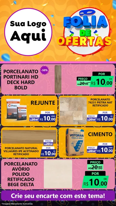 Modelo de TV para TV Vertical com o tema Folia de Ofertas para Pisos e revestimentos