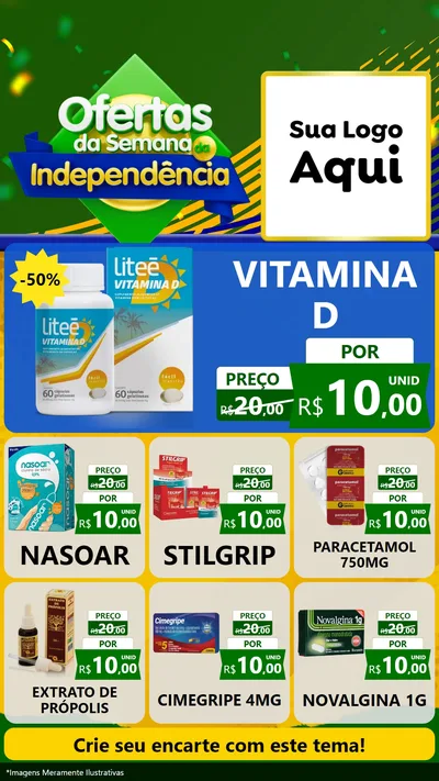 Modelo de Rede Social para Stories com o tema Ofertas da Semana da Independência para Farmácia