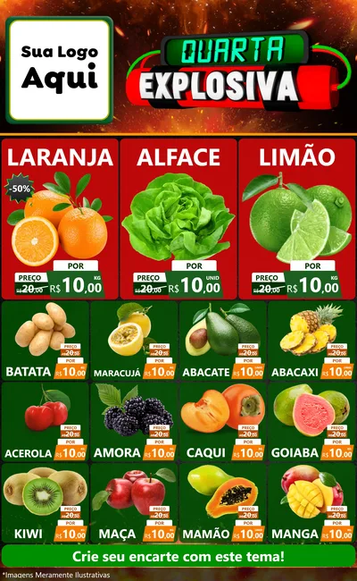Modelo de Encarte para Encarte Grande com o tema Quarta Explosiva para Hortifrúti
