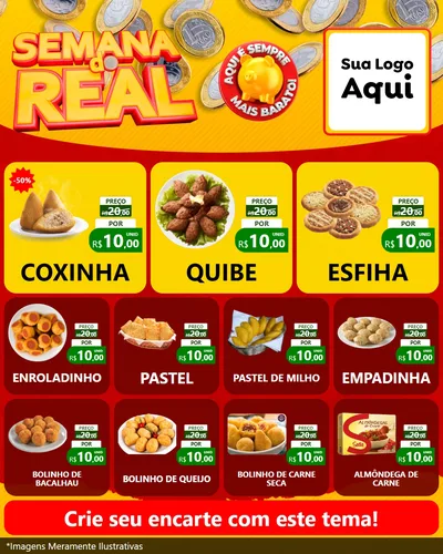 Modelo de Rede Social para Feed Instagram com o tema Semana do Real para Salgadaria