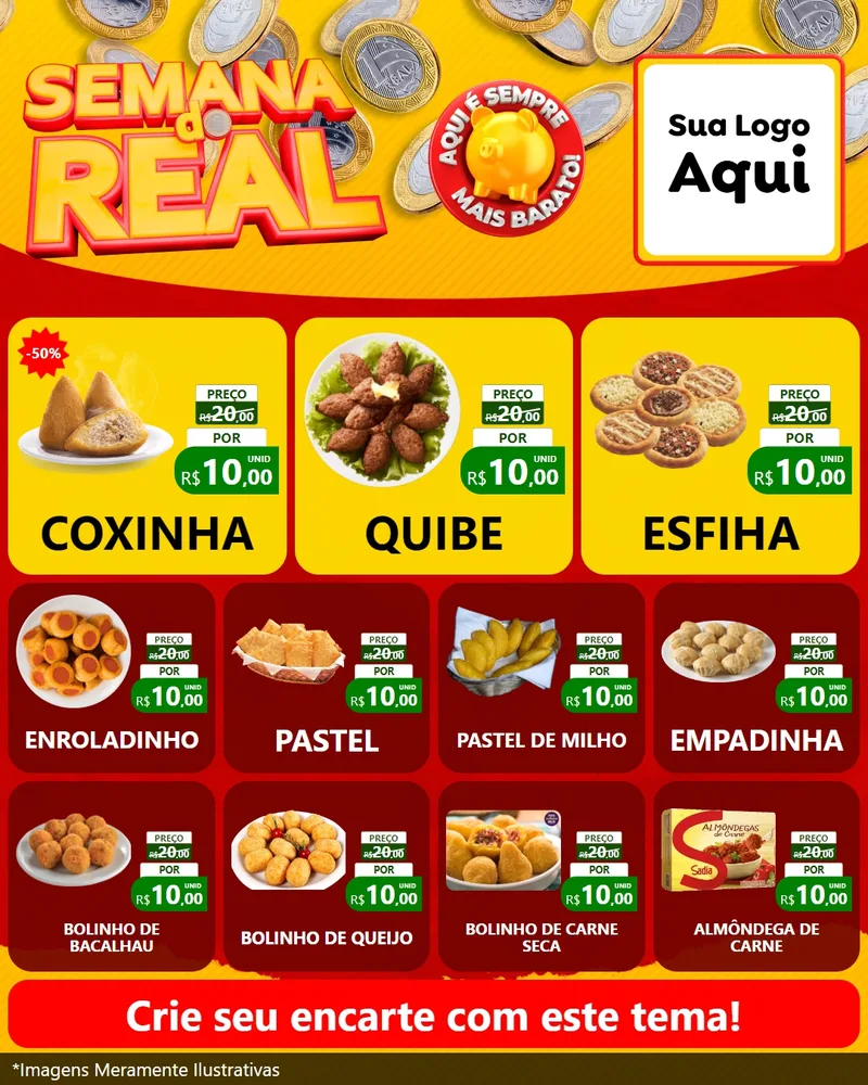 Modelo de Rede Social para Feed Instagram com o tema Semana do Real para Salgadaria