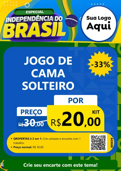 Modelo de Cartaz para Cartaz A4 Vertical com o tema Especial Independência do Brasil para Cama, Mesa e Banho