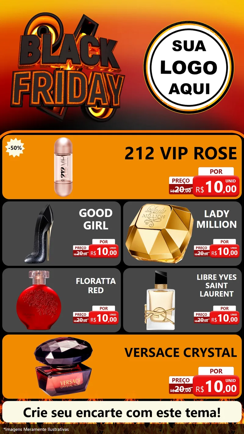 Modelo de TV para TV Vertical com o tema Black Friday para Perfumes