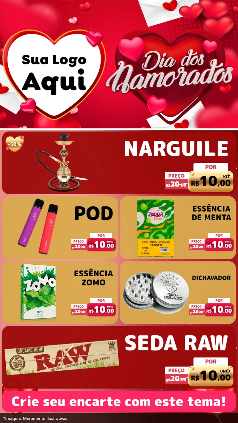Modelo de TV para TV Vertical com o tema Dia Dos Namorados para Tabacaria