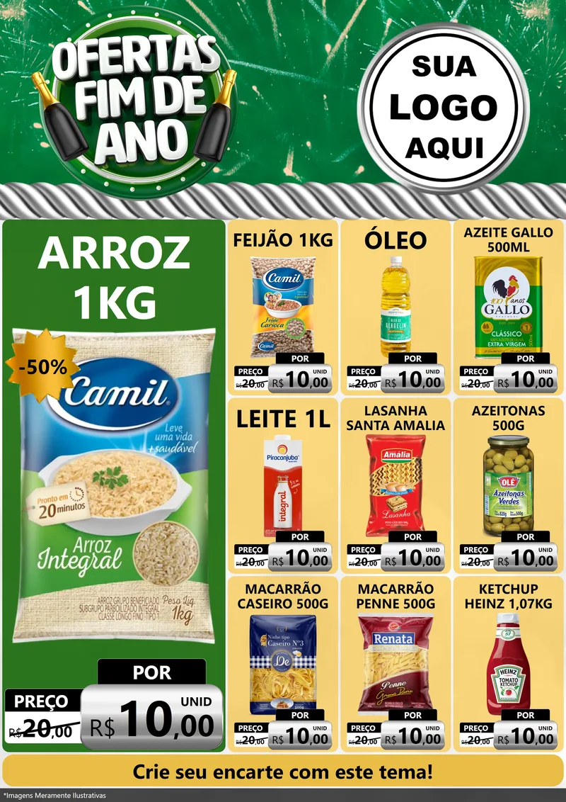 Modelo de Encarte para Encarte A4 Vertical com o tema Ofertas Fim de Ano para Supermercado