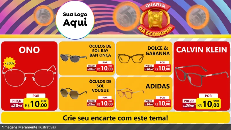 Modelo de TV para TV Horizontal com o tema Quarta da Economia para Óticas