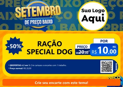 Modelo de Cartaz para Cartaz A4 Horizontal com o tema Setembro De Preço Baixo para Pet Shop