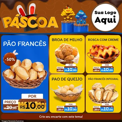 Modelo de Rede Social para Feed Facebook com o tema Páscoa para Padaria