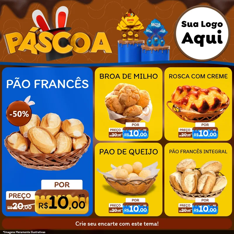 Modelo de Rede Social para Feed Facebook com o tema Páscoa para Padaria