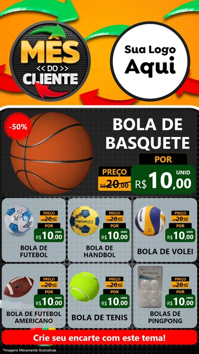 Modelo de Rede Social para Stories com o tema Mês do Cliente para Artigos Esportivos