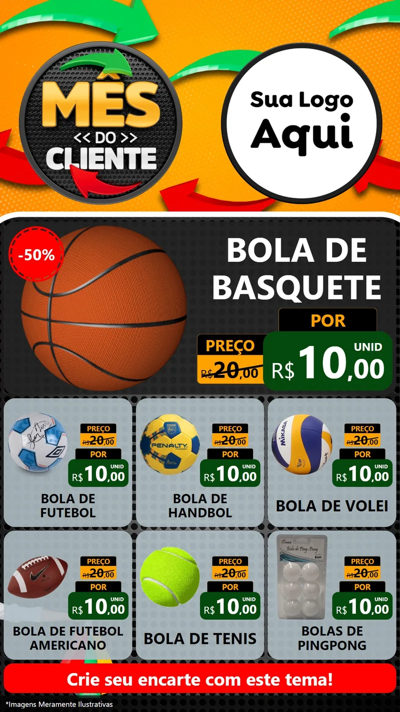 Modelo de Rede Social para Stories com o tema Mês do Cliente para Artigos Esportivos
