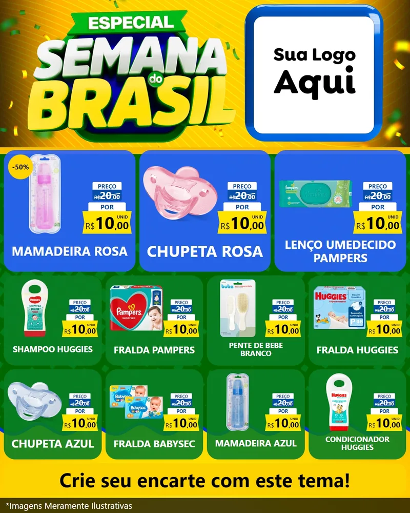 Modelo de Rede Social para Feed Instagram com o tema Especial Semana do Brasil para Bebês