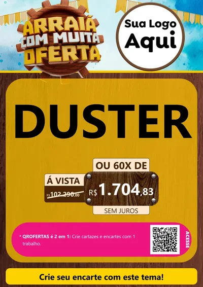 Modelo de Cartaz para Cartaz A4 Vertical com o tema Ofertas de São João - Junina para Concessionaria de Carros