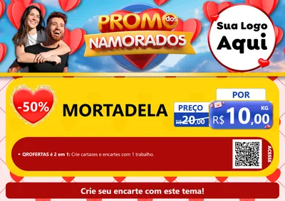 Modelo de Cartaz para Cartaz A4 Horizontal com o tema Promo dos Namorados para Frios e Laticínios