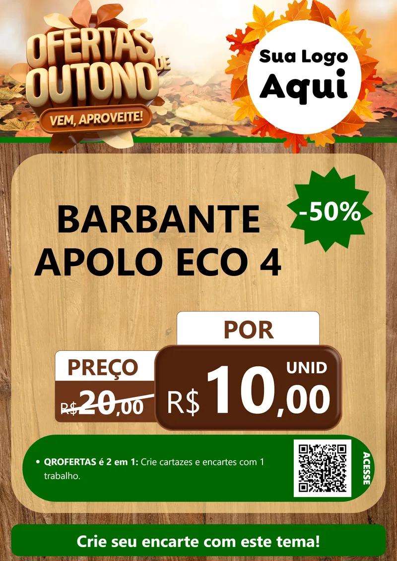 Modelo de Cartaz para Cartaz A4 Vertical com o tema Ofertas de Outono - Vem, Aproveite! para Armarinho e Aviamentos
