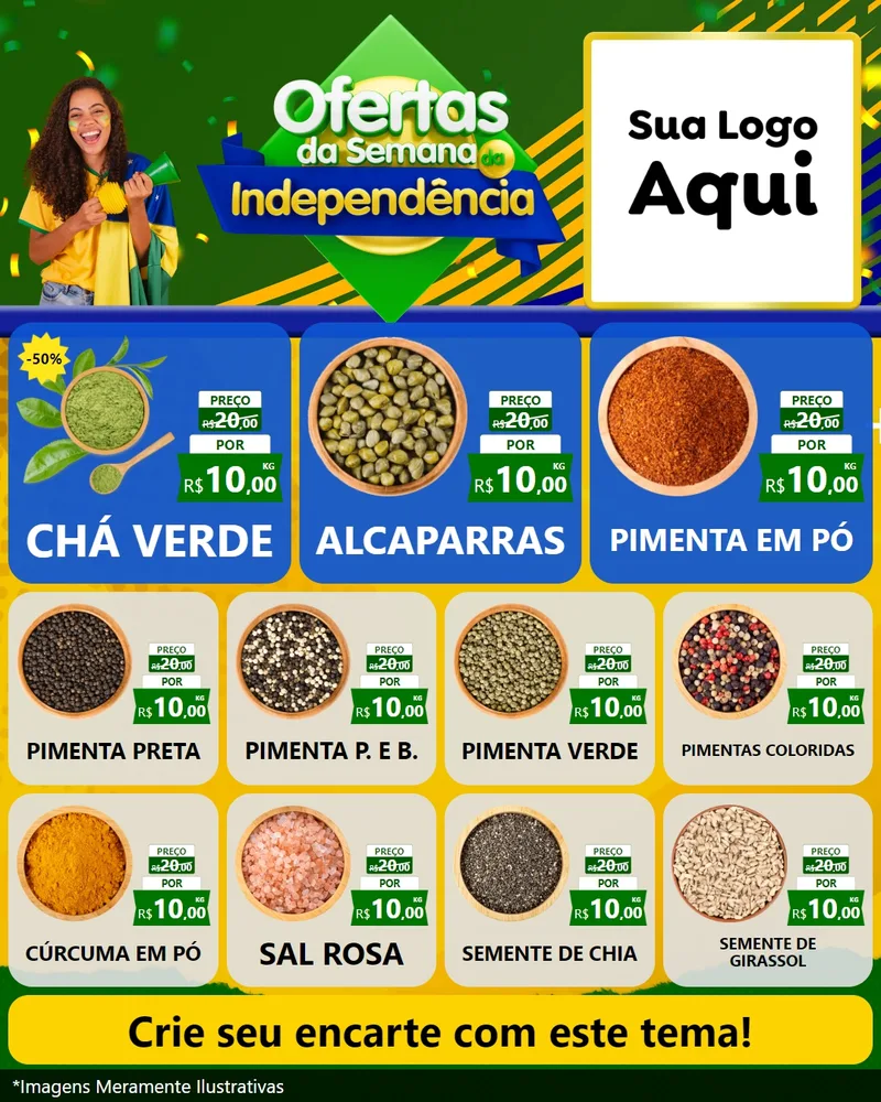 Modelo de Rede Social para Feed Instagram com o tema Ofertas da Semana da Independência para Produtos Naturais