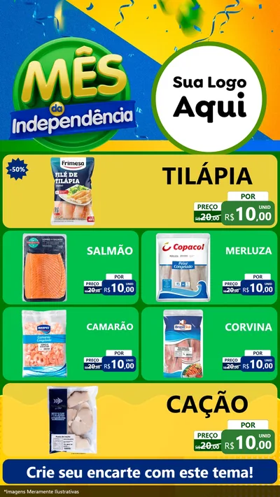 Modelo de TV para TV Vertical com o tema Mês da Independência para Peixaria