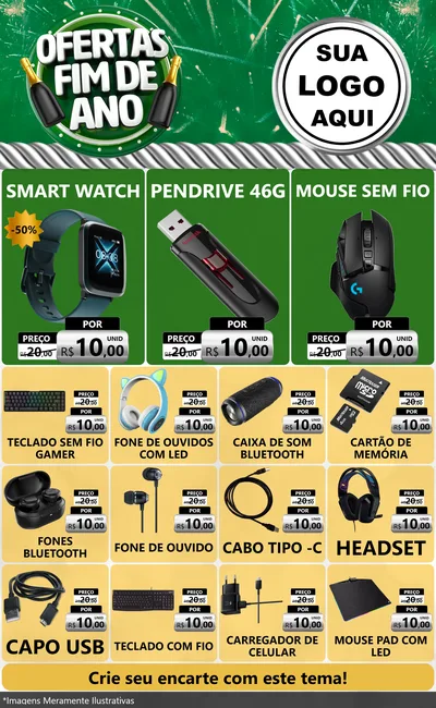 Modelo de Encarte para Encarte Grande com o tema Ofertas Fim de Ano para Informática