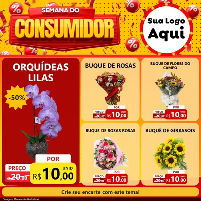Modelo de Rede Social para Feed Facebook com o tema Semana do Consumidor para Floricultura e jardim