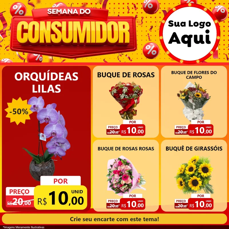 Modelo de Rede Social para Feed Facebook com o tema Semana do Consumidor para Floricultura e jardim