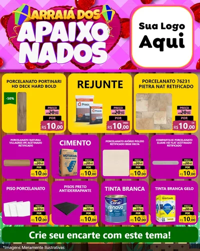 Modelo de Rede Social para Feed Instagram com o tema Arraiá dos Apaixonados para Pisos e revestimentos