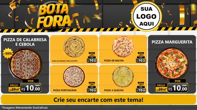 Modelo de TV para TV Horizontal com o tema Bota Fora para Pizzaria