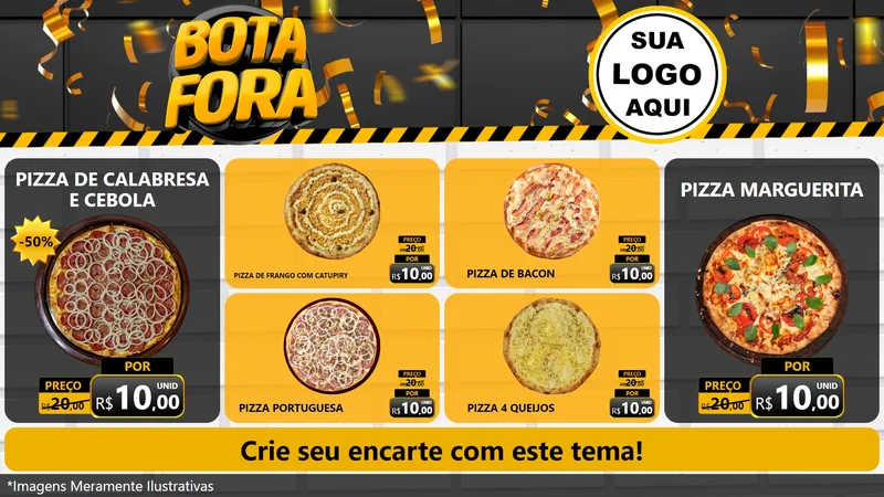Modelo de TV para TV Horizontal com o tema Bota Fora para Pizzaria