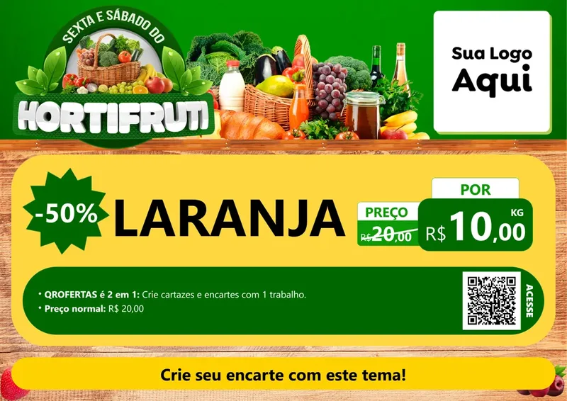Modelo de Cartaz para Cartaz A4 Horizontal com o tema Sexta e Sábado do Hortifruti para Hortifrúti