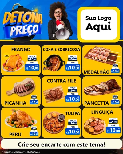 Modelo de Rede Social para Feed Instagram com o tema Detona Preços para Assados