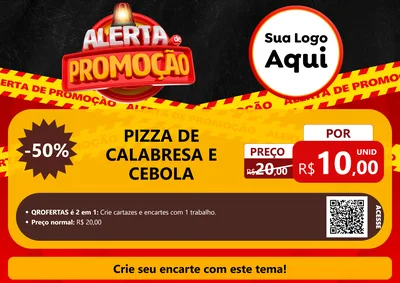 Modelo de Cartaz para Cartaz A4 Horizontal com o tema Alerta de Promoção para Pizzaria