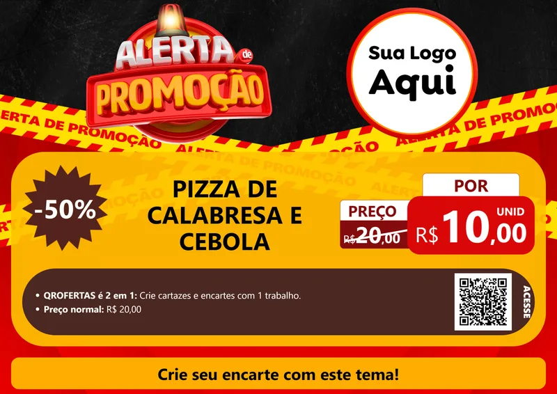 Modelo de Cartaz para Cartaz A4 Horizontal com o tema Alerta de Promoção para Pizzaria