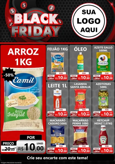 Modelo de Encarte para Encarte A4 Vertical com o tema Black Friday para Supermercado