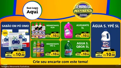 Modelo de TV para TV Horizontal com o tema Semana da Independência Declaramos Preços Baixos para Produtos de Limpeza