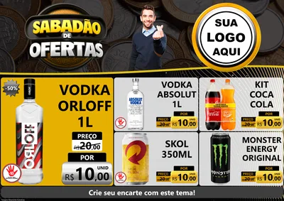 Modelo de Encarte para Encarte A4 Horizontal com o tema Sabadão de Ofertas para Distribuidora de bebidas