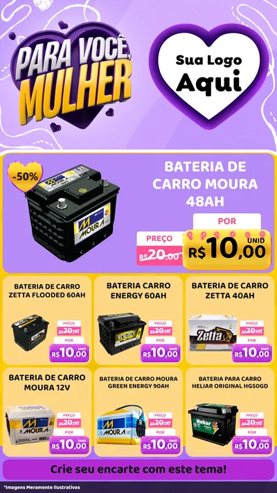 Modelo de Rede Social para Stories com o tema Para Você, Mulher para Baterias Elétricas