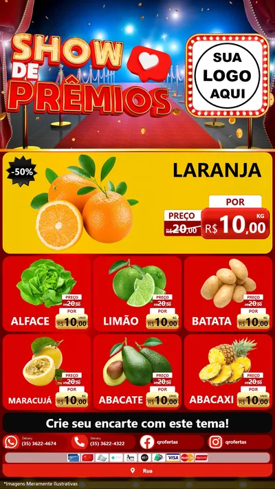 Modelo de Rede Social para Stories com o tema Show de Prêmios para Hortifrúti
