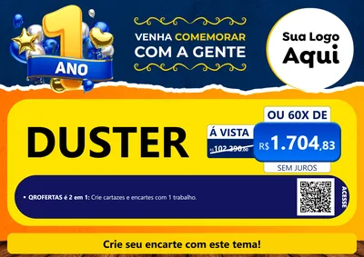 Modelo de Cartaz para Cartaz A4 Horizontal com o tema Um Ano de Aniversário para Concessionaria de Carros