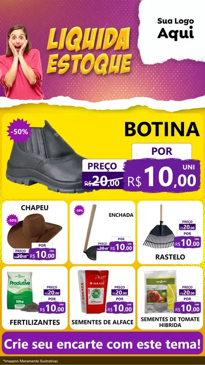 Modelo de Rede Social para Stories com o tema Liquida estoque para Agropecuária