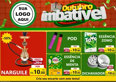 Modelo de Encarte para Encarte A4 Horizontal com o tema Outubro Imbatível para Tabacaria