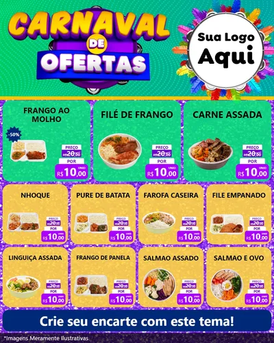 Modelo de Rede Social para Feed Instagram com o tema Carnaval de Ofertas para Restaurante