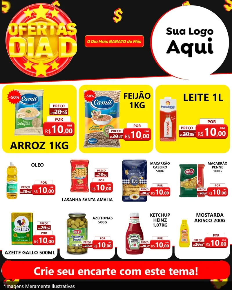Modelo de Rede Social para Feed Instagram com o tema Dia D para Supermercado