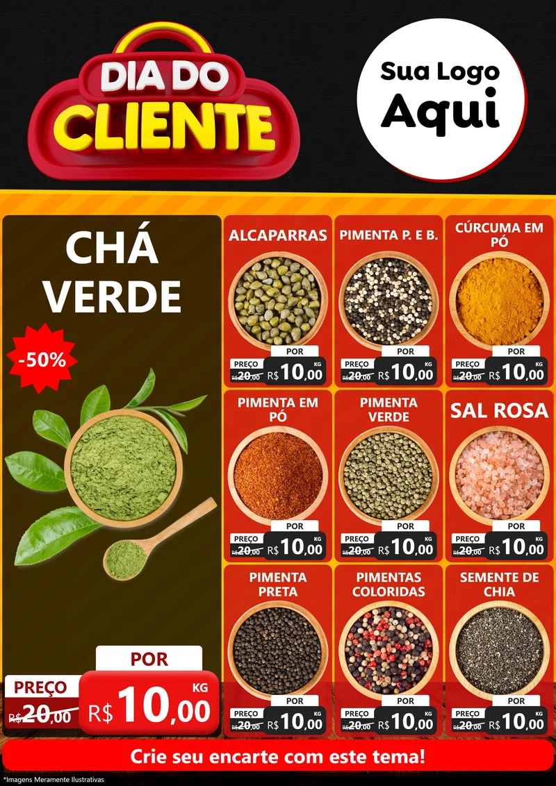 Modelo de Encarte para Encarte A4 Vertical com o tema Dia do Cliente para Produtos Naturais