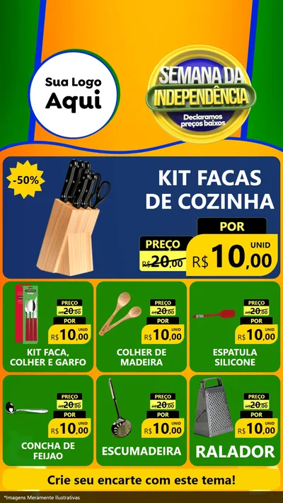 Modelo de Rede Social para Stories com o tema Semana da Independência Declaramos Preços Baixos para Utilidades Domésticas